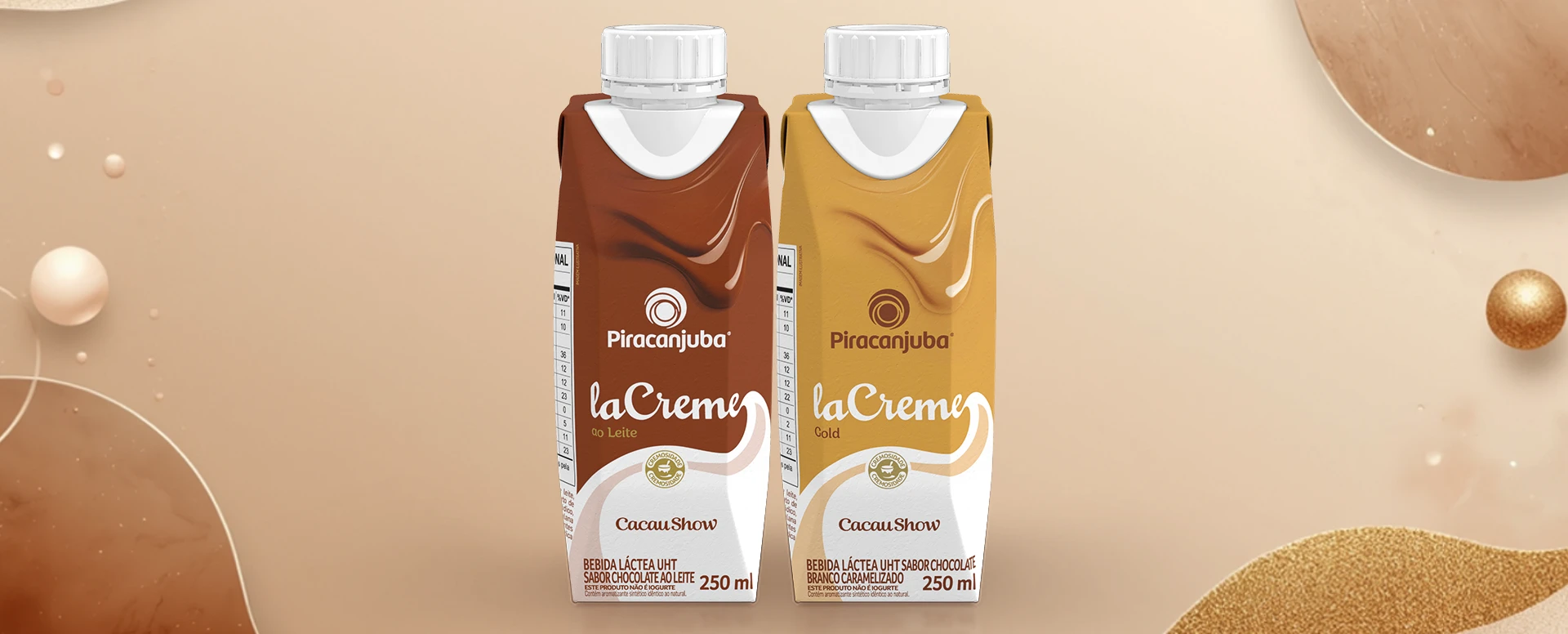 Piracanjuba e Cacau Show lançam linha de bebidas inspirada em laCreme