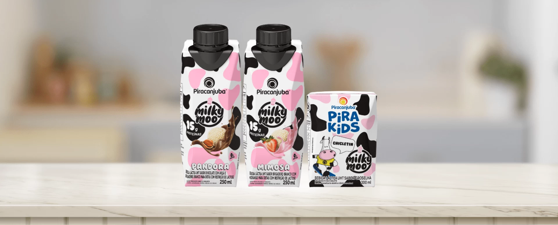Collab entre Milky Moo e Piracanjuba apresenta linha de bebidas