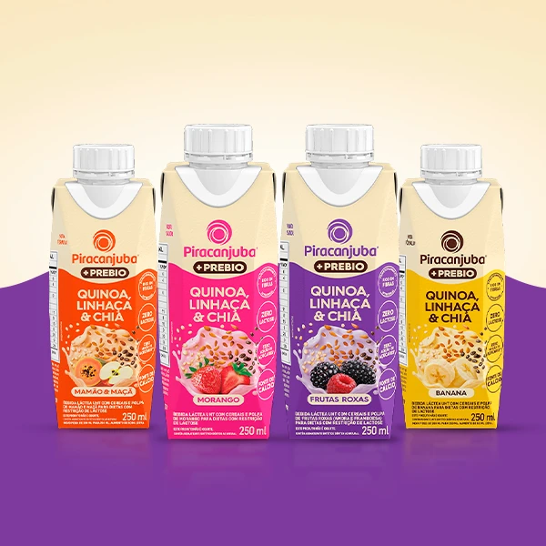 Piracanjuba +Prebio Quinoa, Linhaça e Chia: fibras prebióticas, zero lactose e zero açúcar para o dia a dia