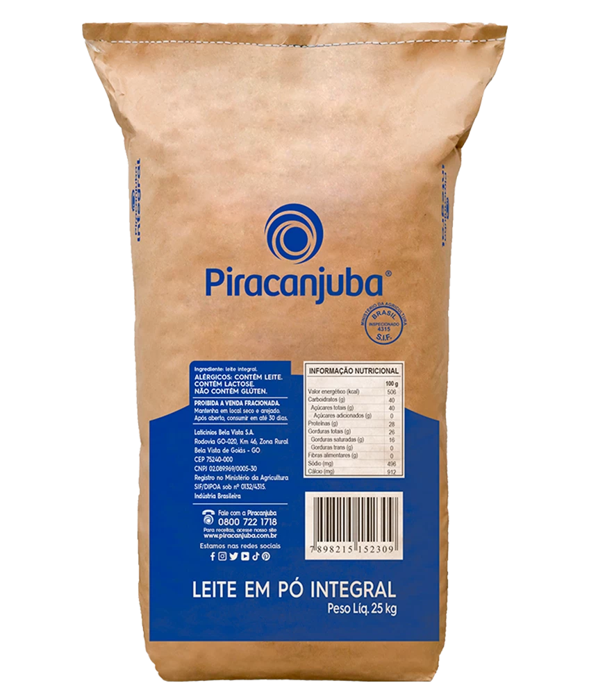 Leite em Pó Integral Piracanjuba 25kg