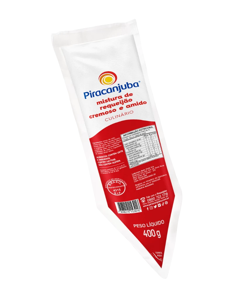 Mistura de Requeijão e Amido Piracanjuba 400g - Tabela Nutricional