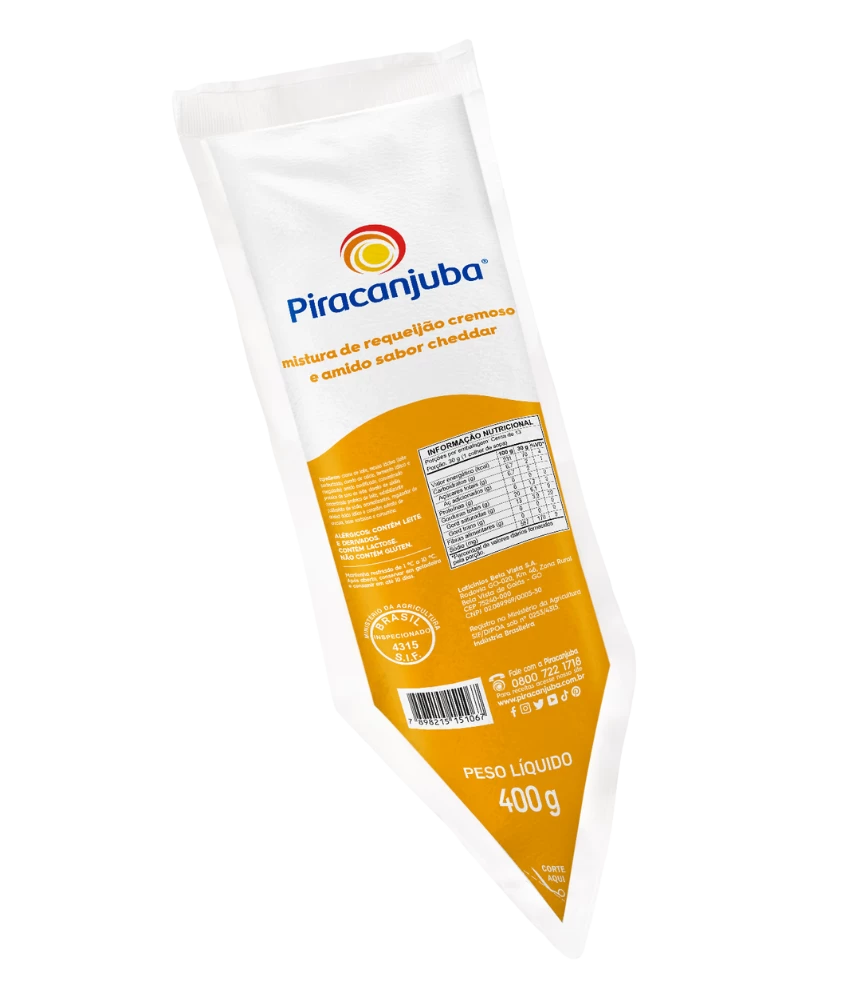 Mistura de Requeijão e Amido Piracanjuba Sabor Cheddar 400g - Tabela nutricional