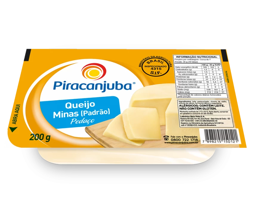 Queijo Minas (Padrão) Pedaço Piracanjuba 200g