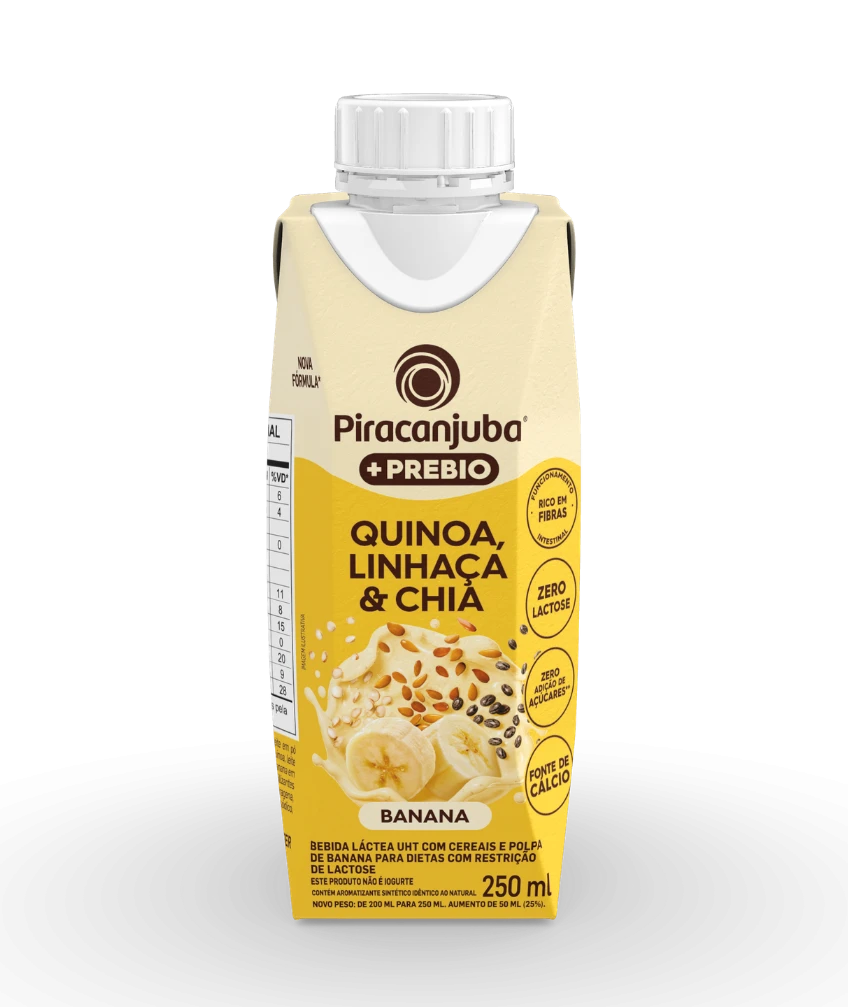 Bebida Láctea com Cereais + Prebio Piracanjuba Banana 250ml