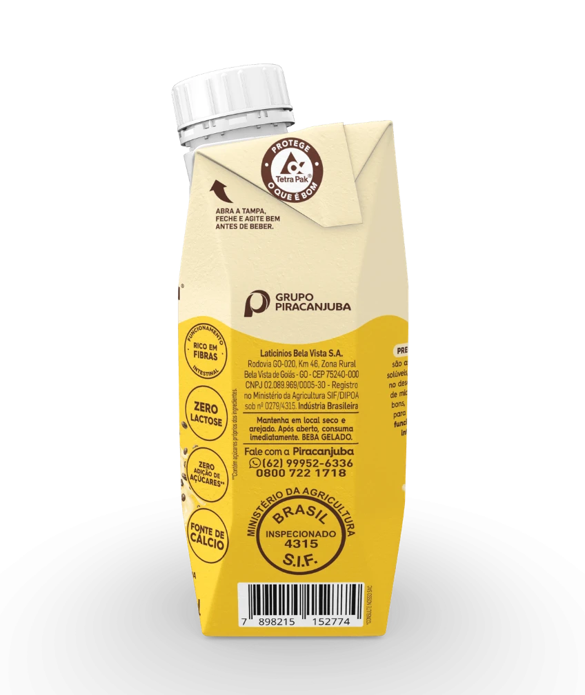 Bebida Láctea com Cereais +Prebio Piracanjuba Banana 250ml