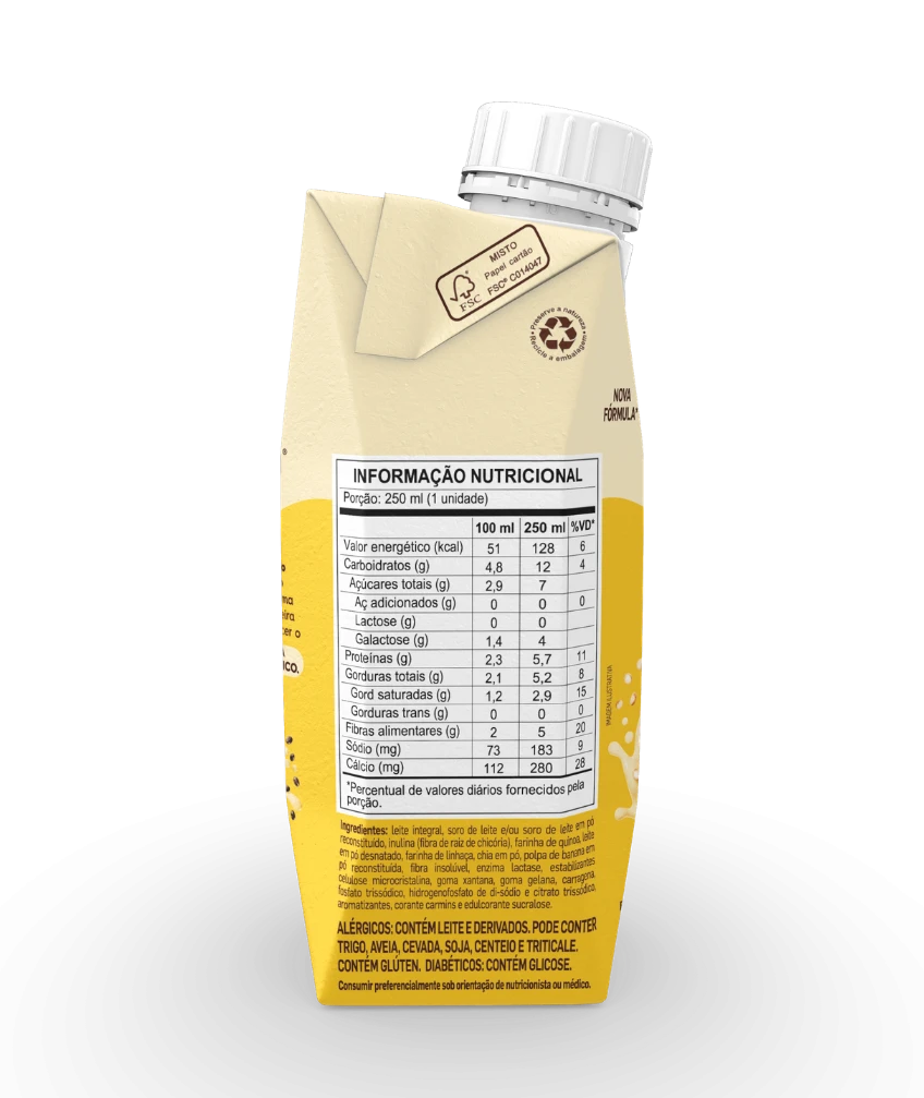 Bebida Láctea com Cereais +Prebio Piracanjuba Banana 250ml
