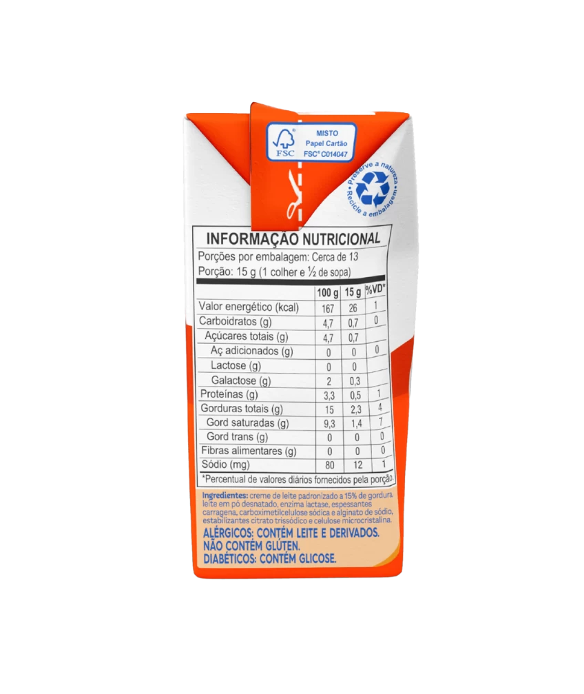 Creme de Leite Zero Lactose Piracanjuba 200g