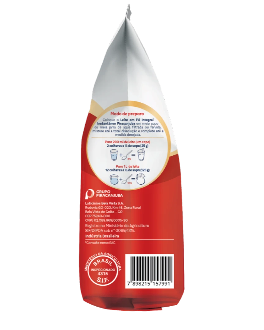 Leite em Pó Integral Instantâneo Piracanjuba 700g