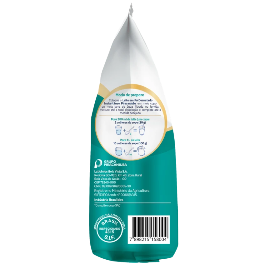 Leite em Pó Desnatado Instantâneo Piracanjuba 500g