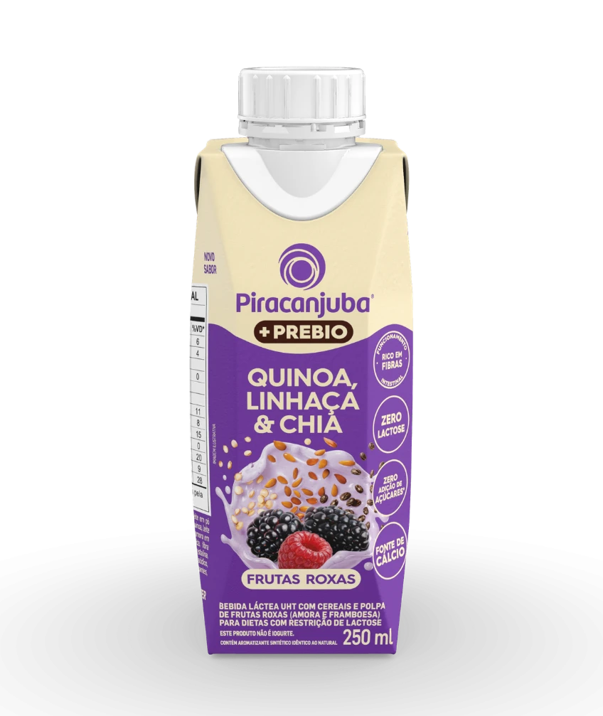 Bebida Láctea com Cereais + Prebio Frutas Roxas Piracanjuba 250ml