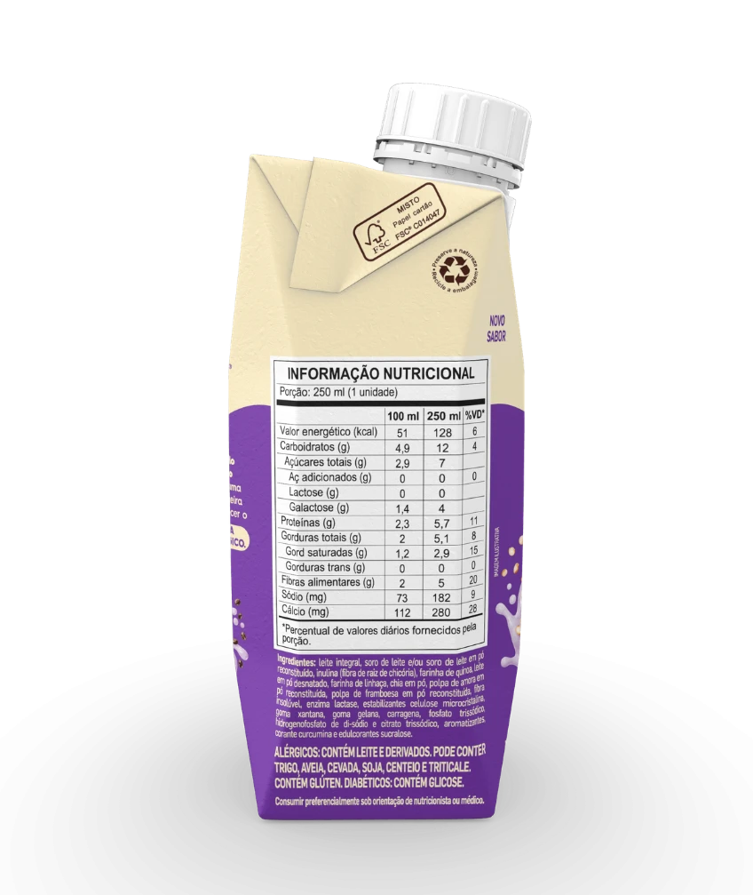 Bebida Láctea com Cereais +Prebio Frutas Roxas Piracanjuba 250ml