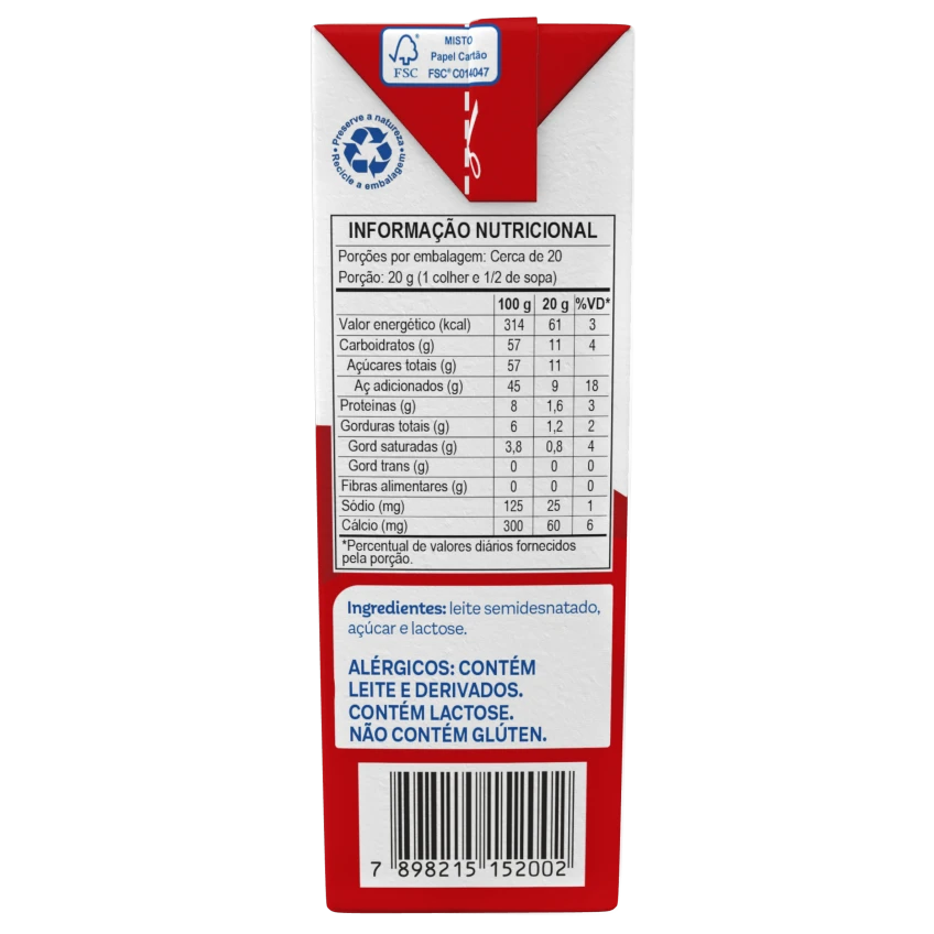 Leite Condensado Semidesnatado Piracanjuba 395g