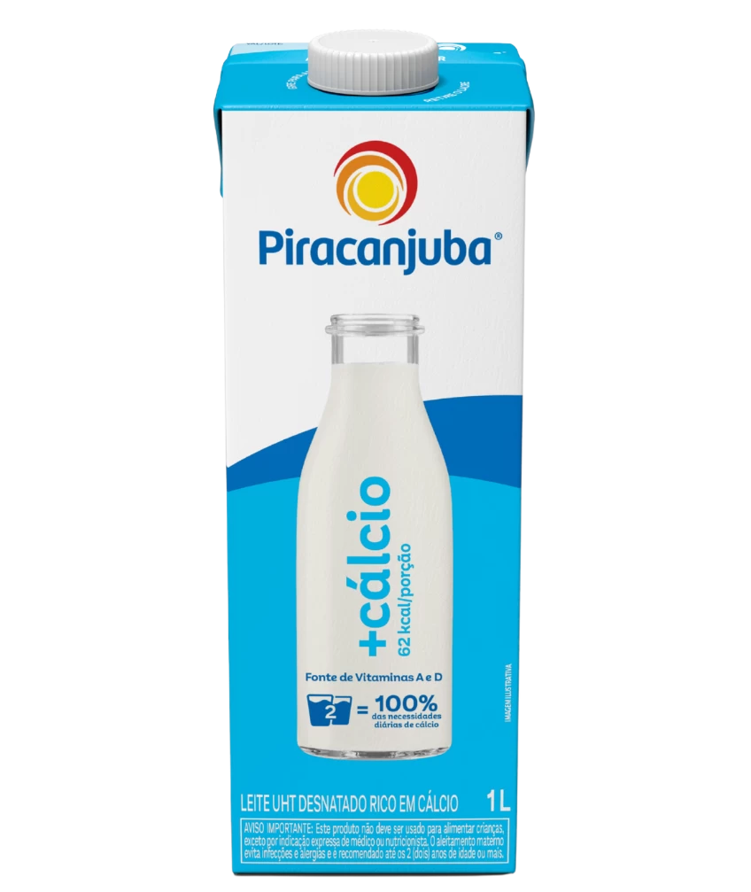 Leite Desnatado +Cálcio Piracanjuba 1L