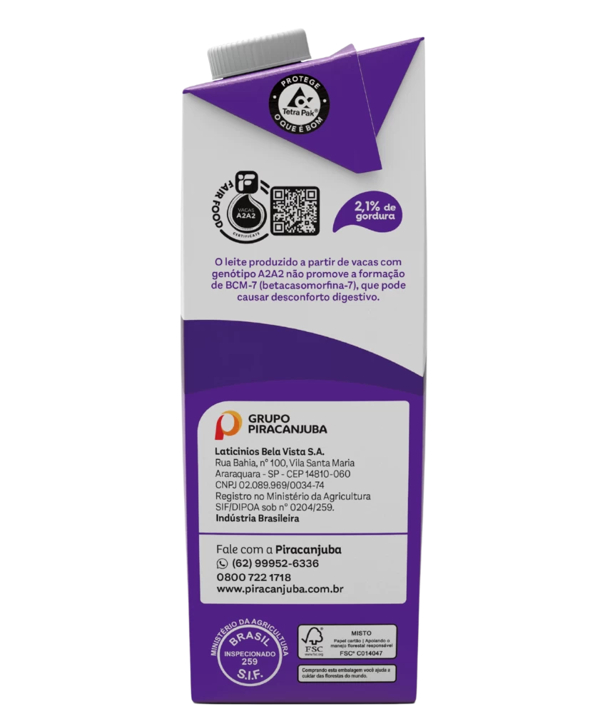 Leite Semidesnatado A2 Piracanjuba 1L