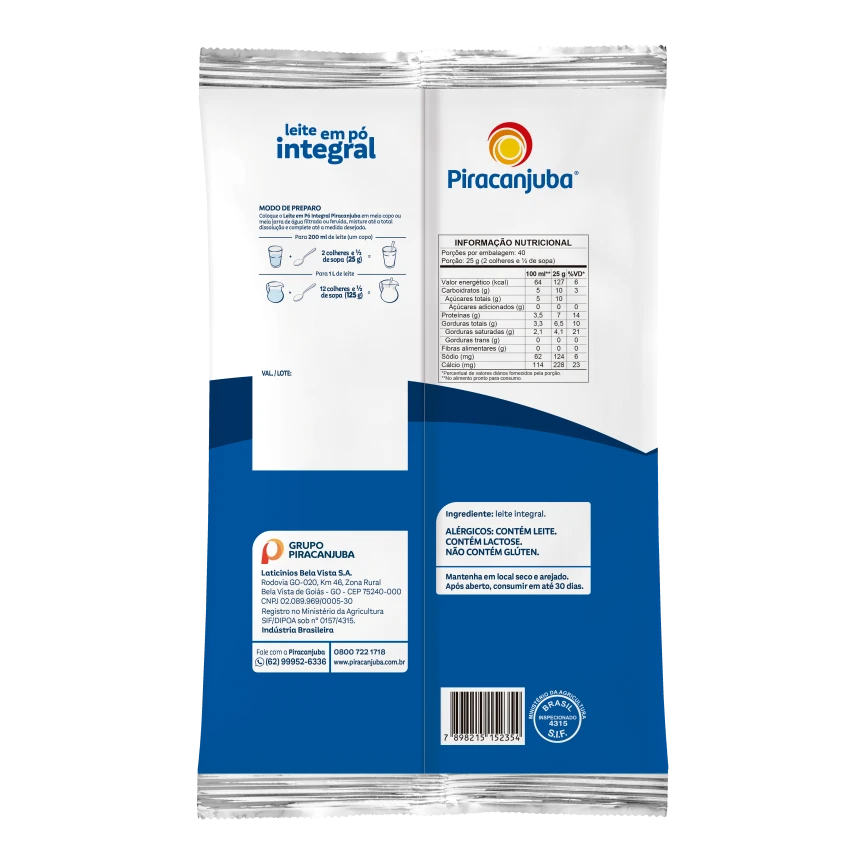 Leite em Pó Integral Piracanjuba 1kg
