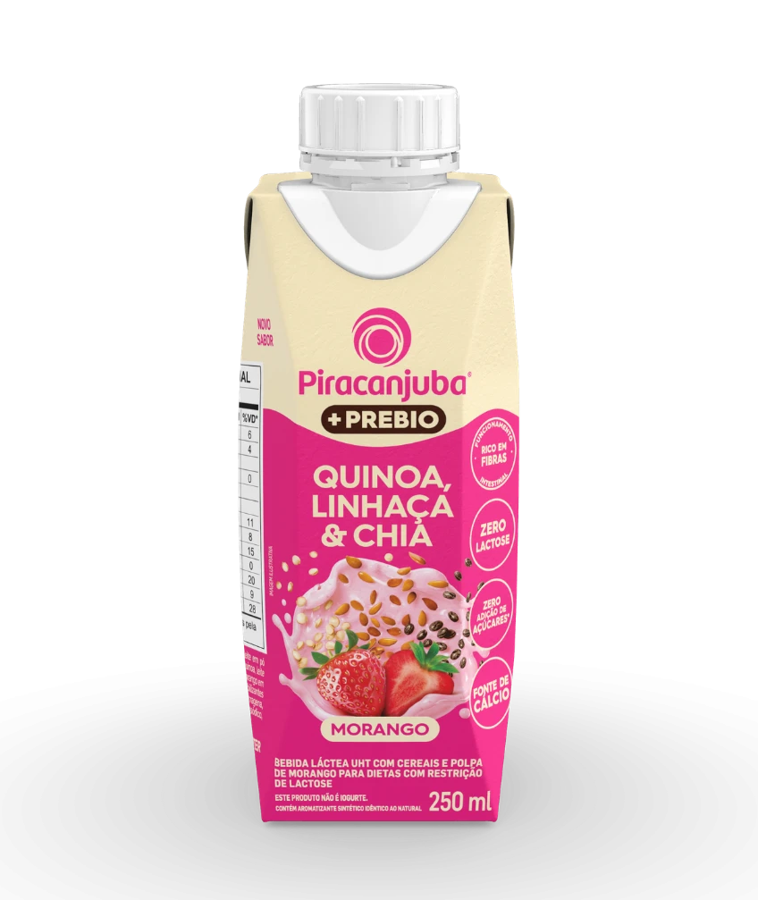 Bebida Láctea com Cereais Piracanjuba +Prebio Morango 250ml