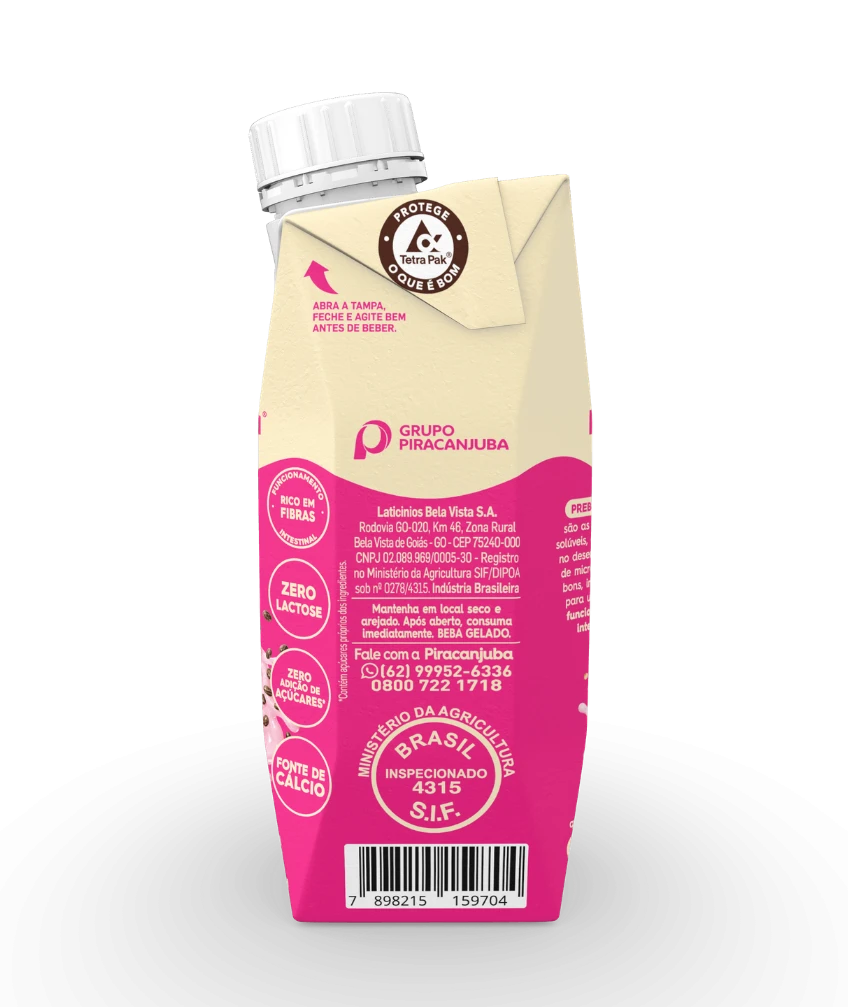 Bebida Láctea com Cereais Piracanjuba +Prebio Morango 250ml