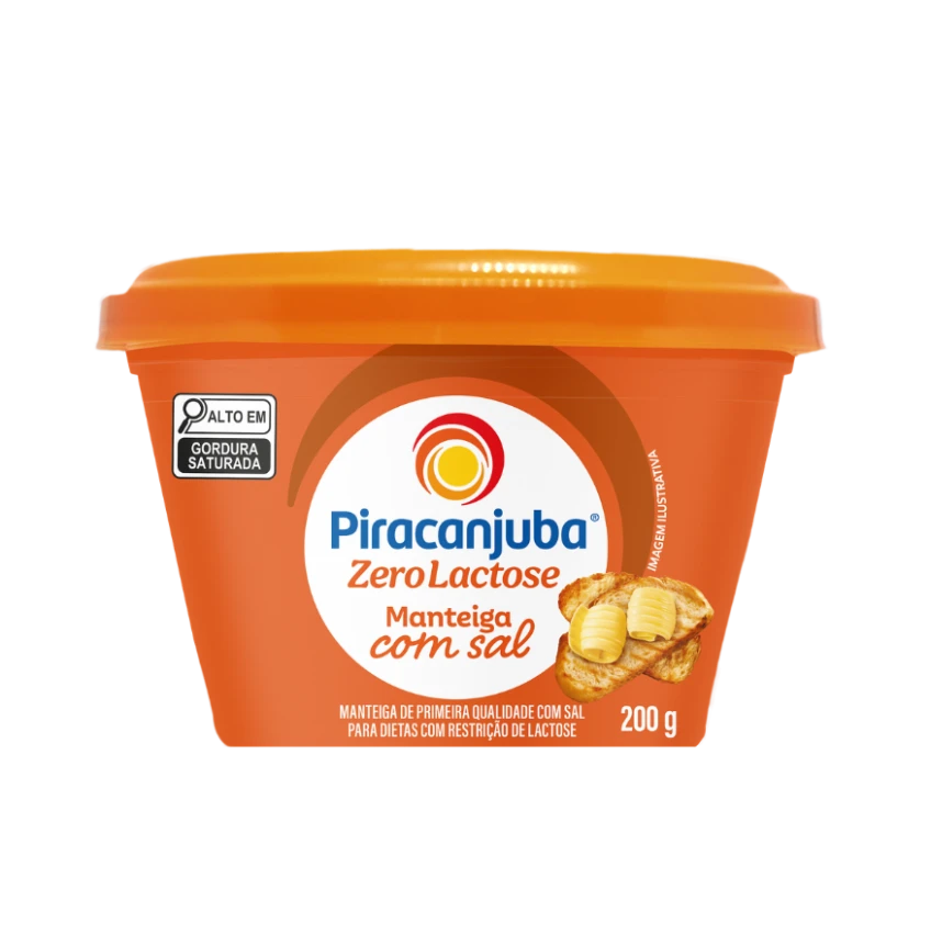 Manteiga com Sal Zero Lactose Piracanjuba 200g