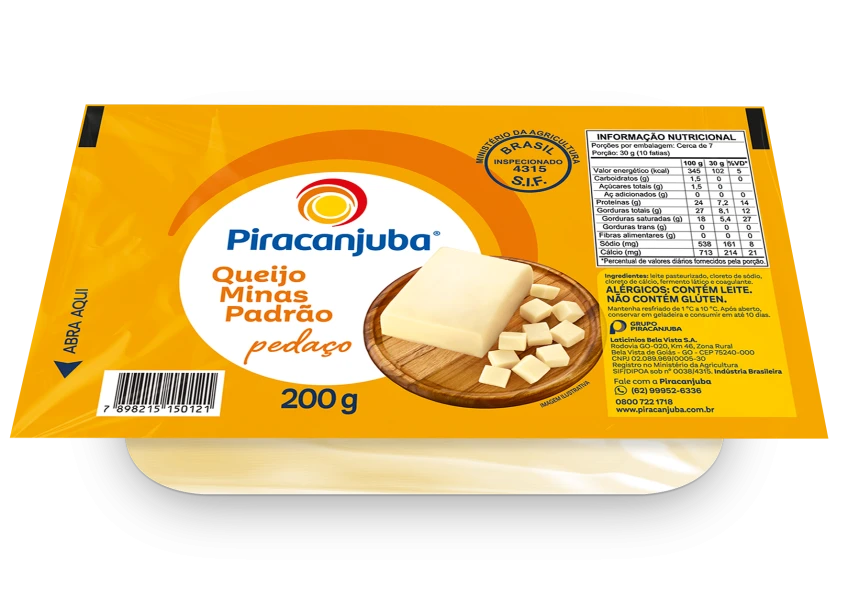 Queijo Minas (Padrão) Pedaço Piracanjuba 200g