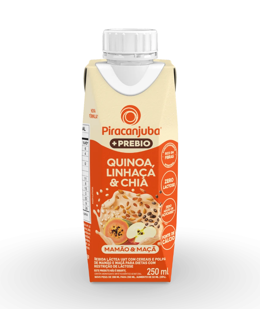 Bebida Láctea com Cereais + Prebio Piracanjuba Mamão & Maçã 250ml