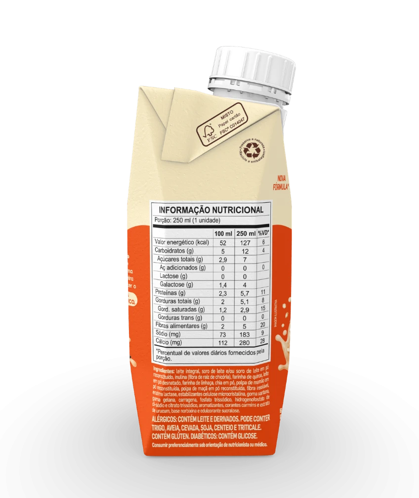 Bebida Láctea com Cereais Piracanjuba Mamão & Maçã 250ml