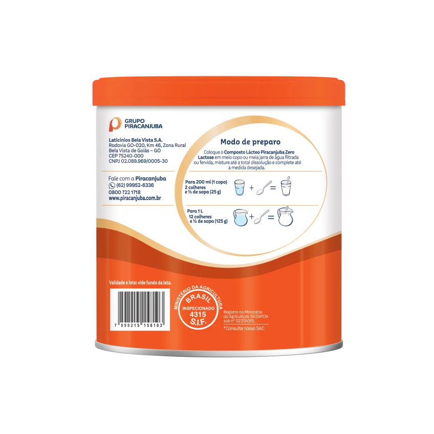 Composto Lácteo Zero Lactose Piracanjuba 700g - Modo de Preparo
