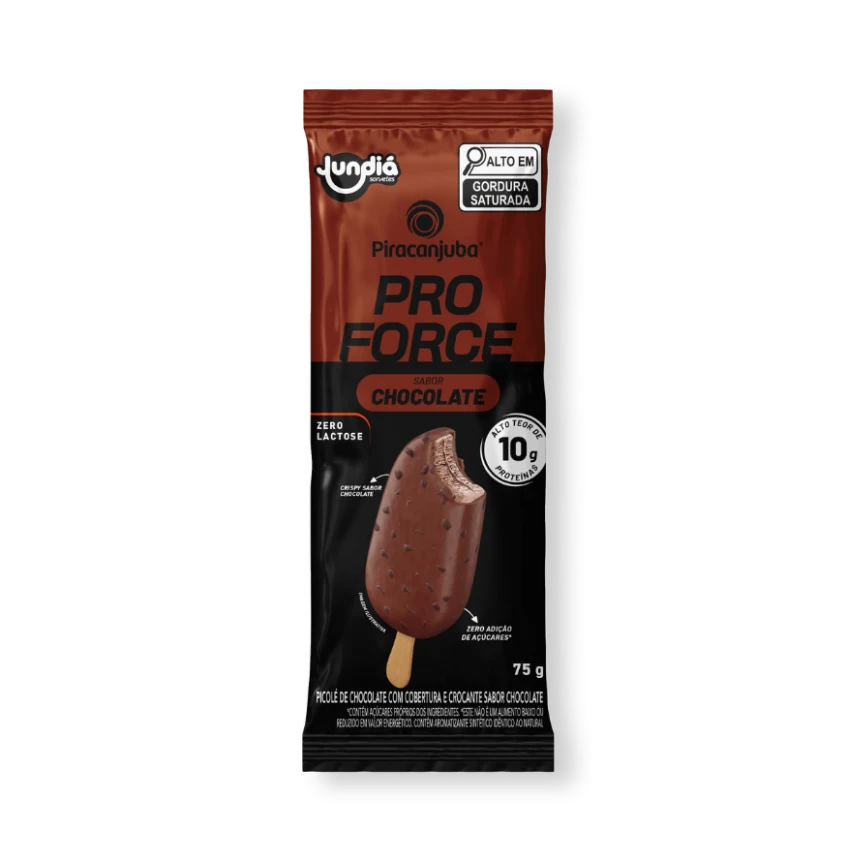 Picolé Piracanjuba ProForce Chocolate com cobertura e crispy de chocolate