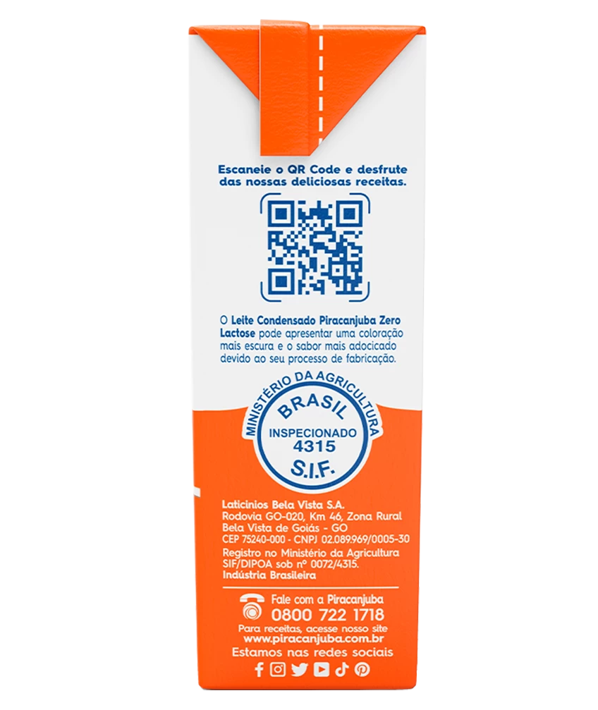Leite Condensado Zero Lactose Piracanjuba 395g