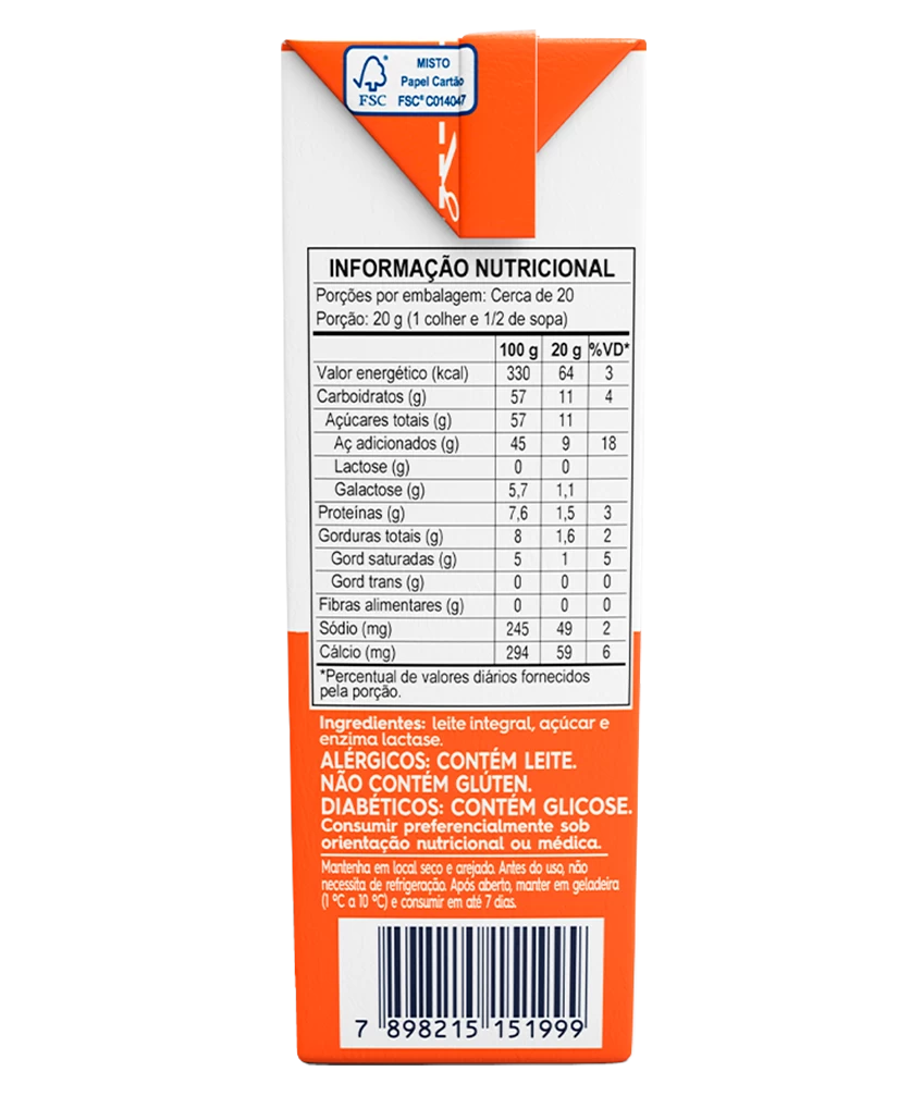 Leche Condensada Semidescremada Cero Lactosa 395g