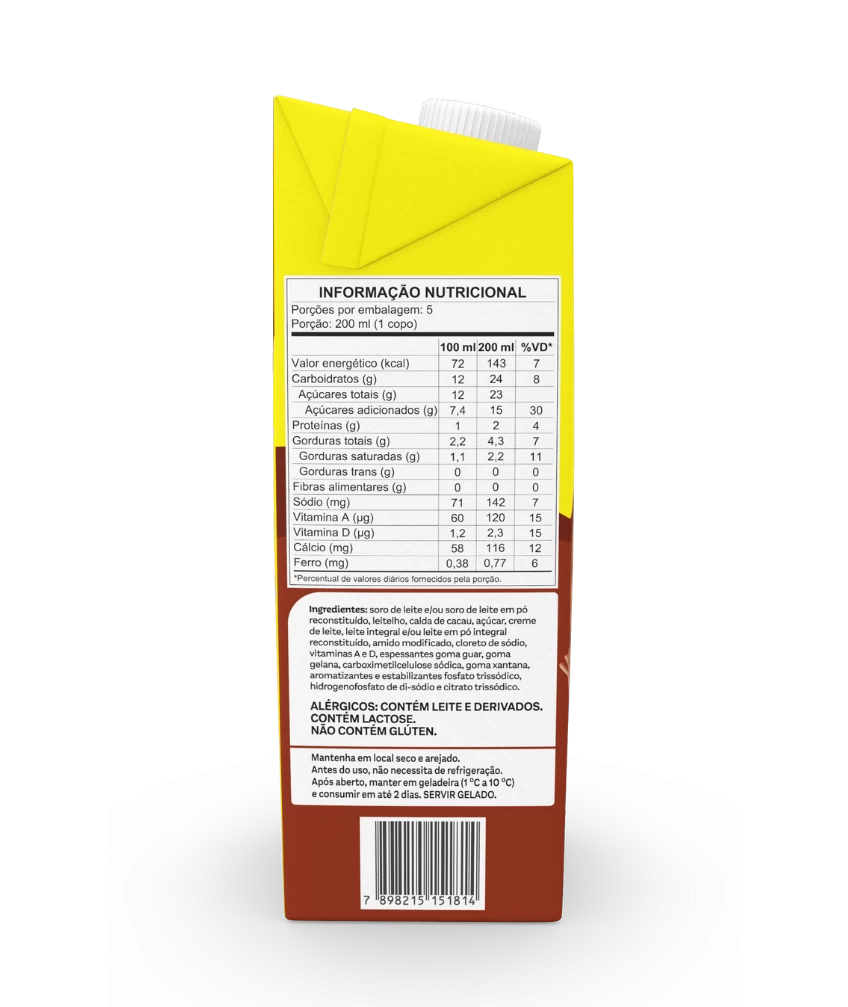 Achocolatado Piracanjuba Pirakids 1L - Informações nutricionais