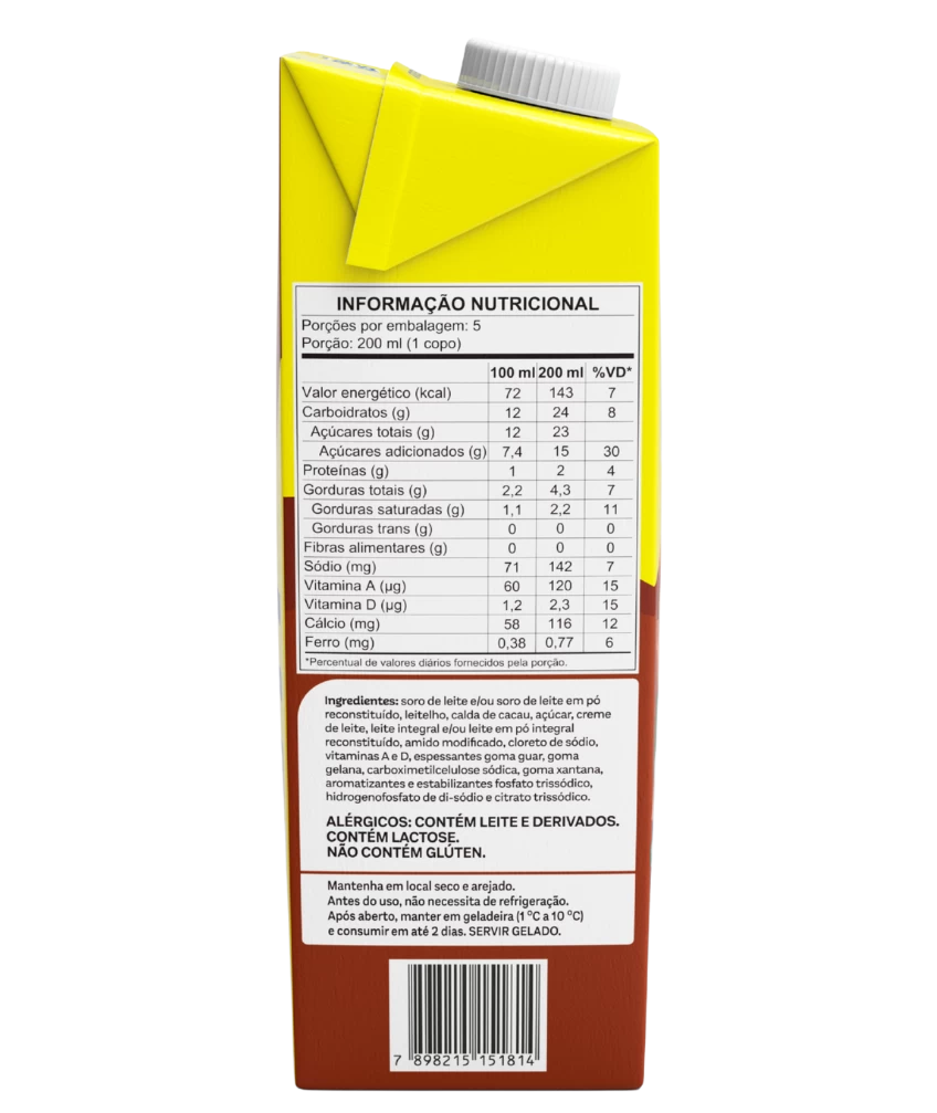 Achocolatado Piracanjuba Pirakids 1L - Informações nutricionais