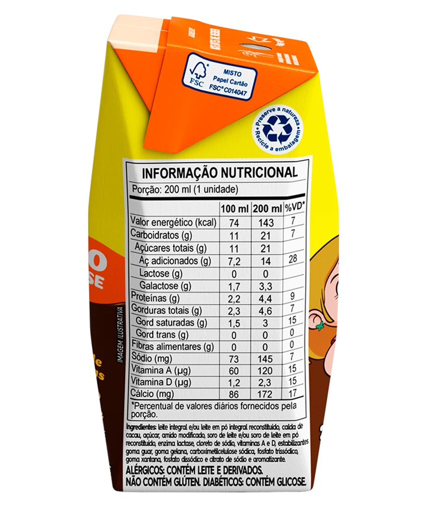 Dairy Drink with Chocolate Flavor Zero Lactose 200ml