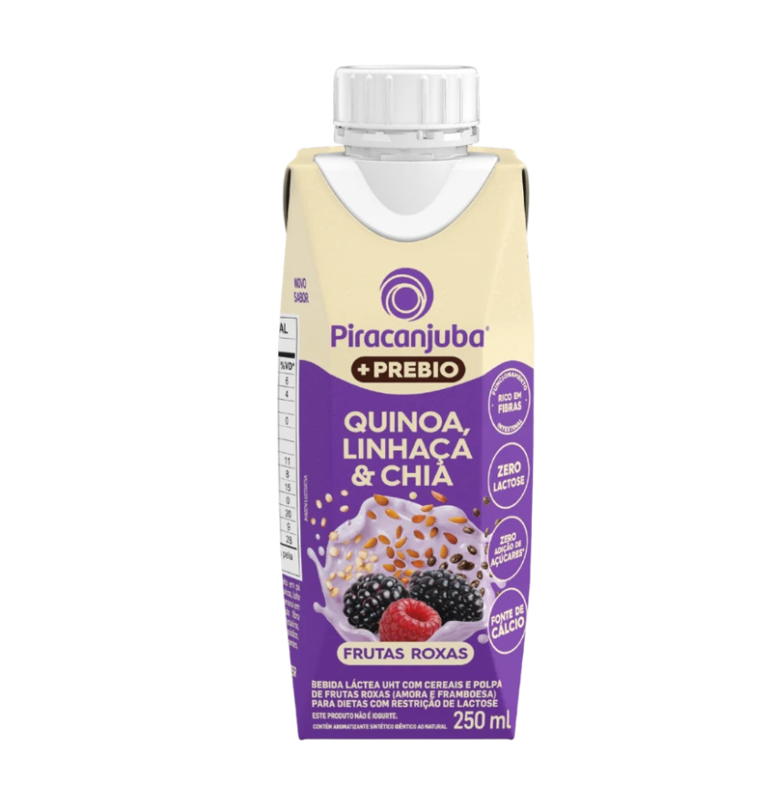 Bebida Láctea com Cereais + Prebio Frutas Roxas Piracanjuba 250ml