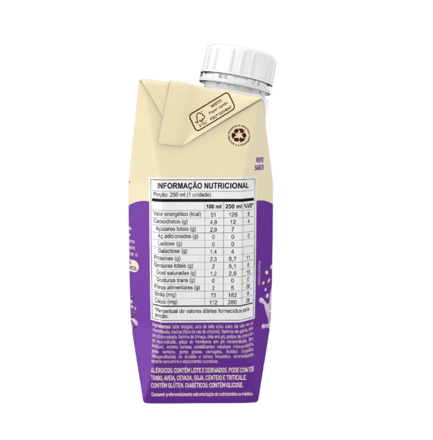 Bebida Láctea com Cereais +Prebio Frutas Roxas Piracanjuba 250ml
