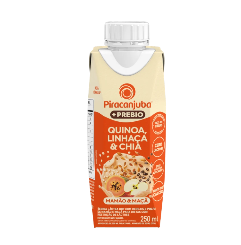 Bebida Láctea com Cereais + Prebio Piracanjuba Mamão & Maçã 250ml