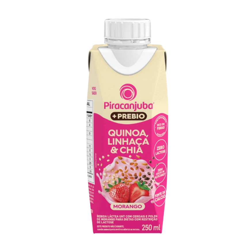 Bebida Láctea com Cereais Piracanjuba +Prebio Morango 250ml