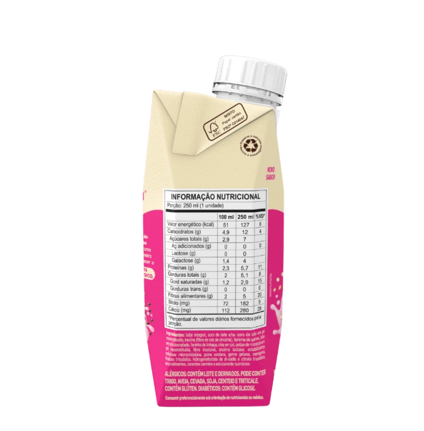 Bebida Láctea com Cereais Piracanjuba +Prebio Morango 250ml
