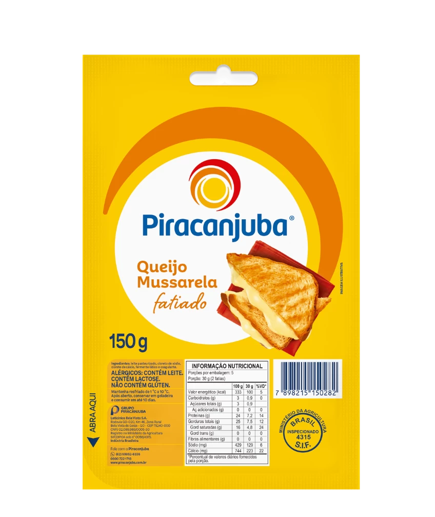 Queijo Mussarela Fatiado Piracanjuba 150g
