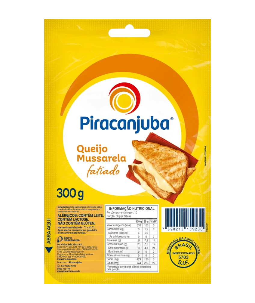 Queijo Mussarela Fatiado Piracanjuba 300 g