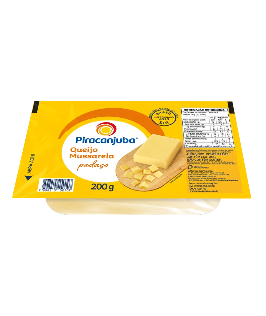 Queijo Mussarela Pedaço Piracanjuba 200g