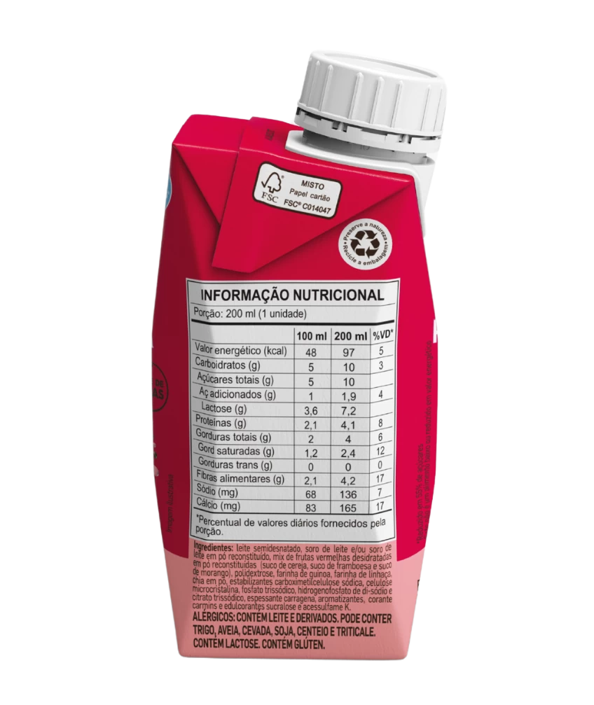Bebida Lactea UHT Frutas Rojos Sin Adición de Azúcares 200 ml