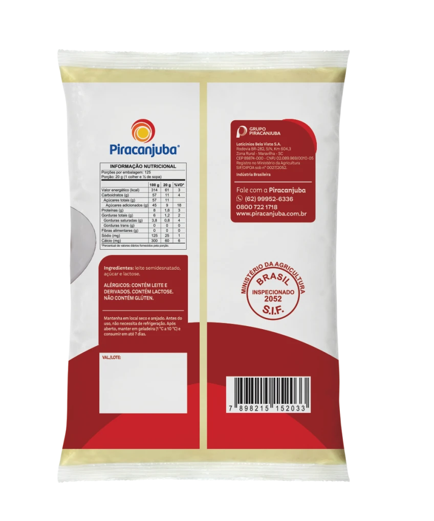 Leite Condensado Semidesnatado Piracanjuba 2,5kg