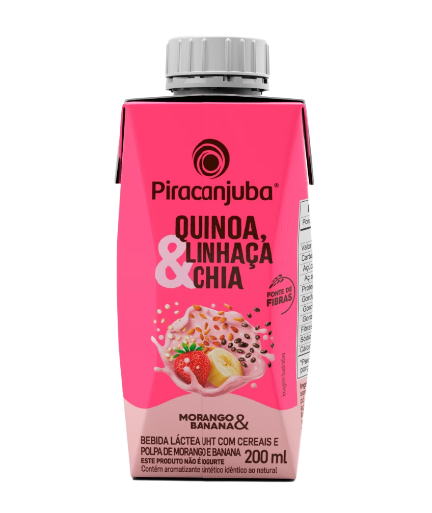 Bebida Láctea com Cereais Piracanjuba Morango & Banana 200ml