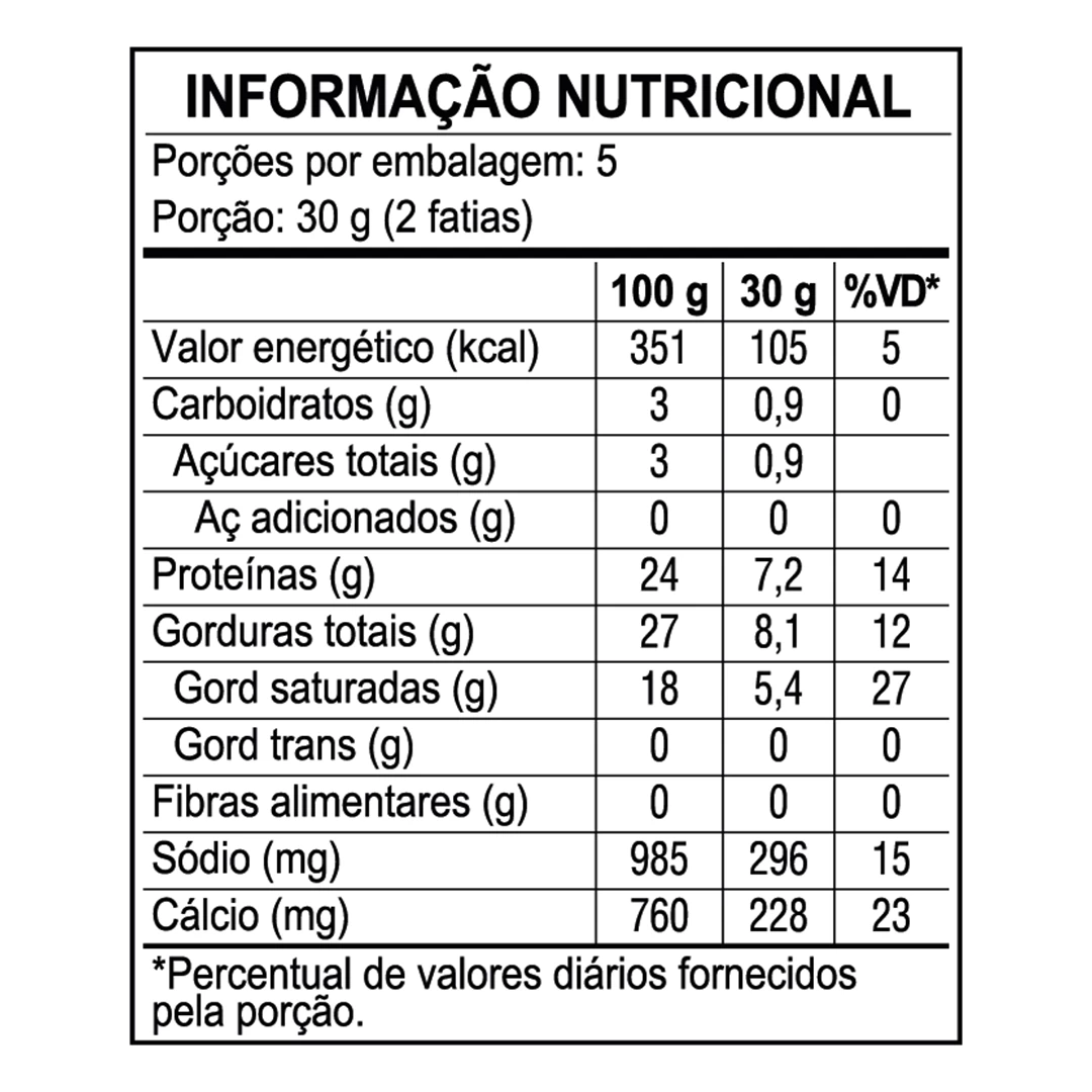 <p>Informação nutricional - Queijo de Coalho Fatiado Piracanjuba 150g</p>