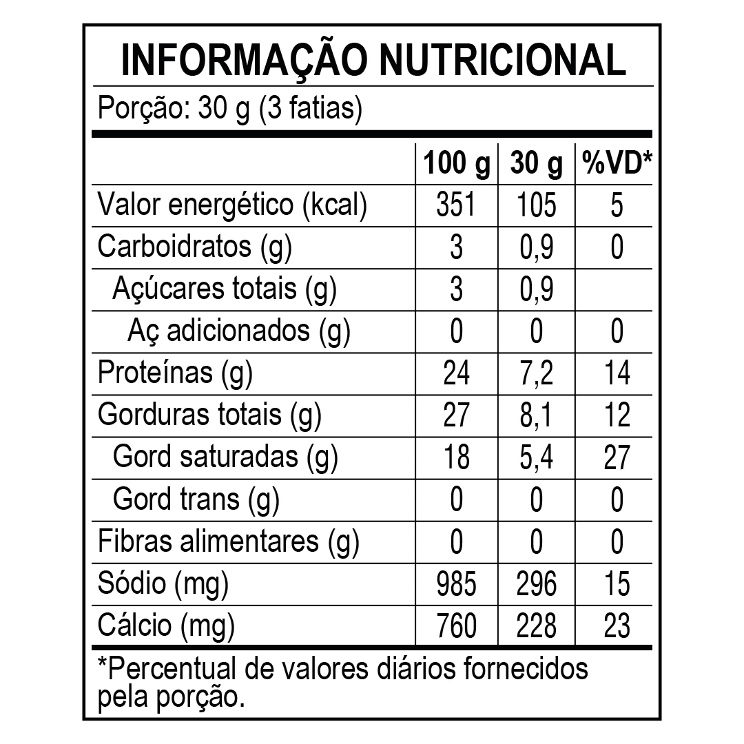<p>Informação nutricional - Queijo de Coalho Piracanjuba 700g</p>
