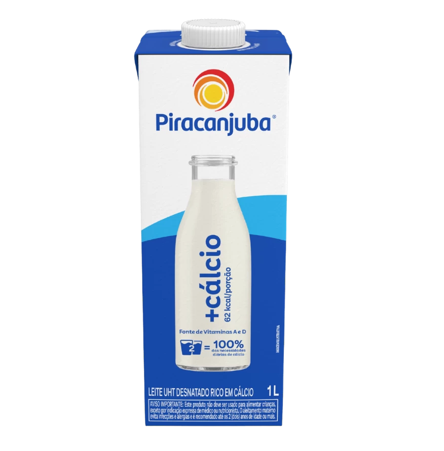 Produto Leite Desnatado +Cálcio Piracanjuba 1L