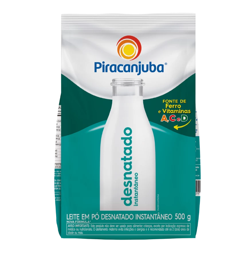 Produto Leite em Pó Desnatado Instantâneo Piracanjuba 500g
