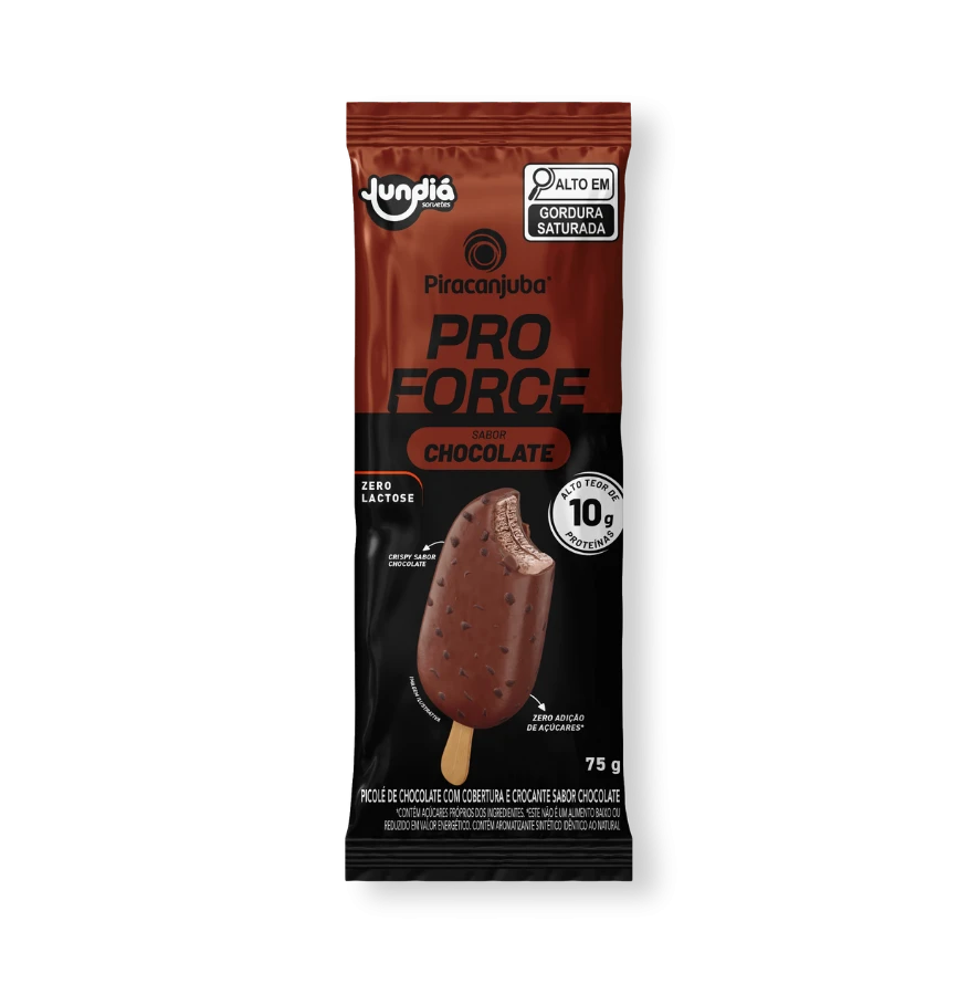 Produto Picolé Piracanjuba ProForce Chocolate com cobertura e crispy de chocolate