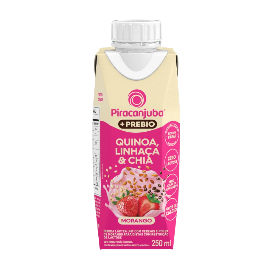 Produto Bebida com Cereais +Prebio Morango Piracanjuba 250ml