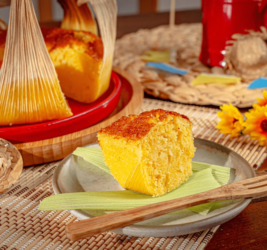 Bolo de Pamonha na palha